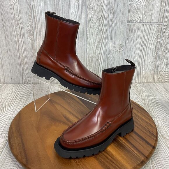 HEREU Studio Andreu Low Calf Zipped Boot Chelsea Boot NIB Russet Color Size 35EU - Picture 1 of 16